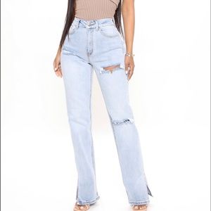 Never worn split hem stretch jeans